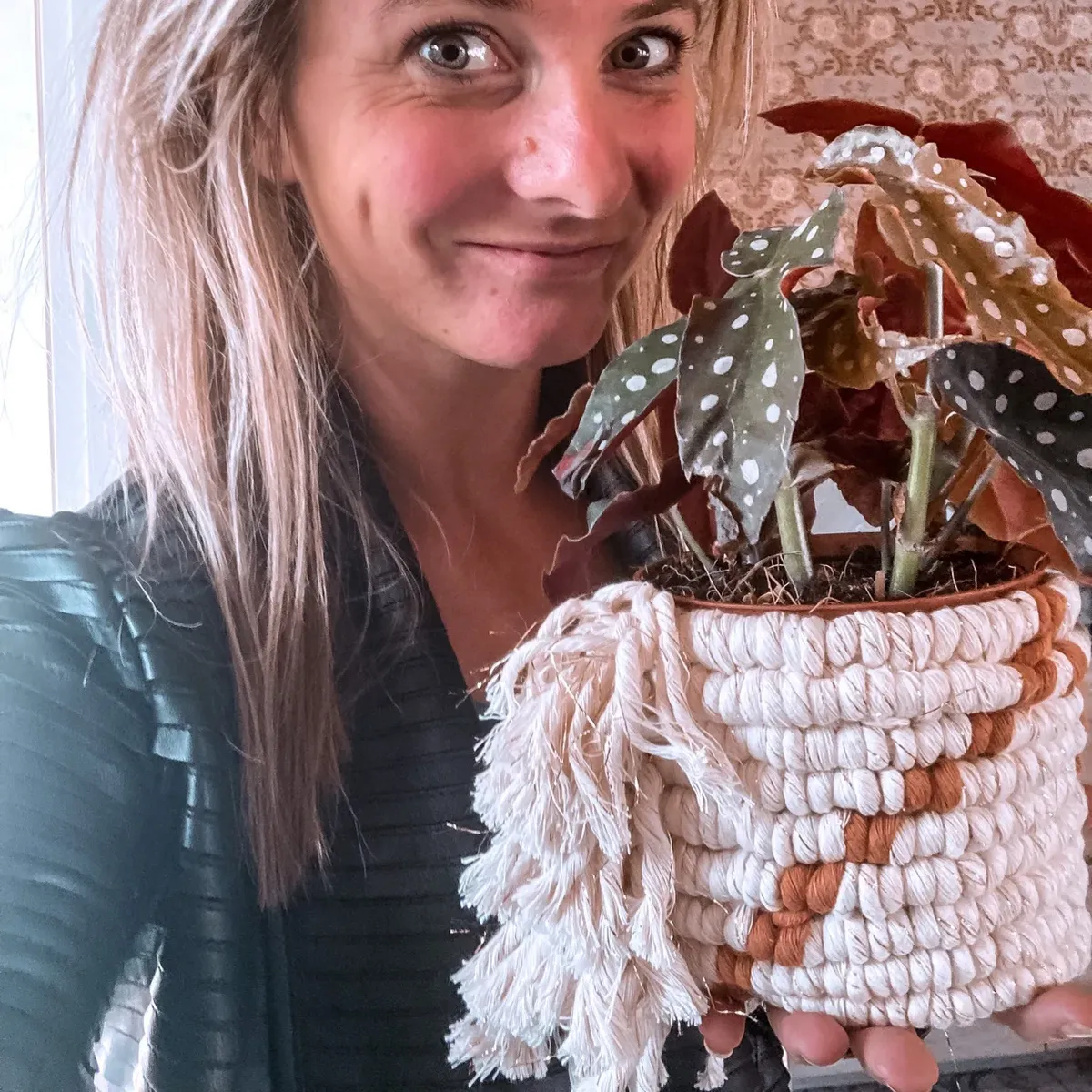 Macramé planten cover DIY